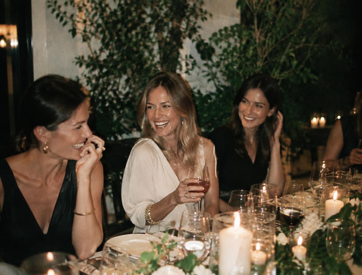 Friends at an evening birthday dinner